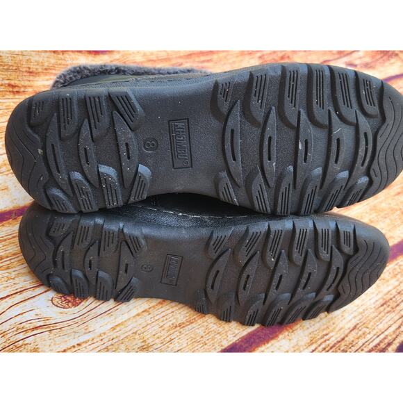 Khombu Addison Black Faux Leather Winter‎ Snow Boots Faux Fur Trimmed Women's 8M - Picture 5 of 11